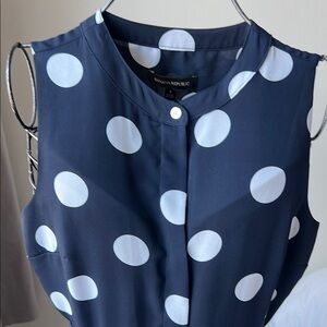 Banana Republic Dark Blue Polka Dot Top